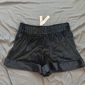 Black Satin Polka Dot Women's Shorts